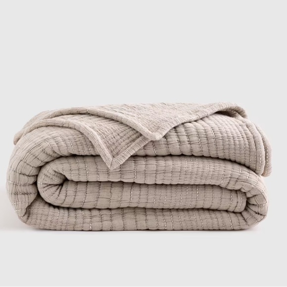 NWOT QUINCE Organic Cotton Channel Stitch Coverlet King/Cal King Taupe 0202 - Picture 1 of 9